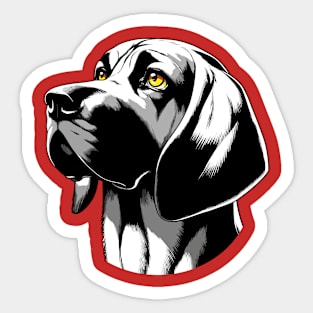 Stunning and Cool Bloodhound Monochrome and Gold Portrait for Father's Day Sticker